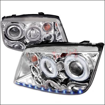 Volkswagen Jetta Spec-D LED Stripe Dual Halo Projector Headlights - Chrome - LHP-JET99-APC