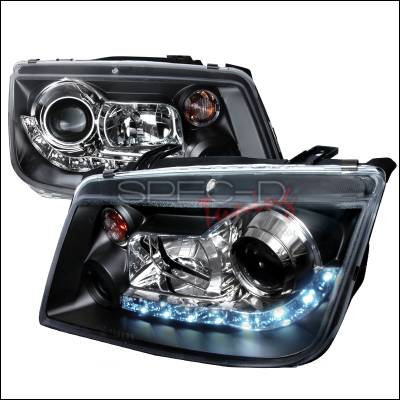 Volkswagen Jetta Spec-D R8 Style Halo LED Projector - Black - LHP-JET99JM-8-TM