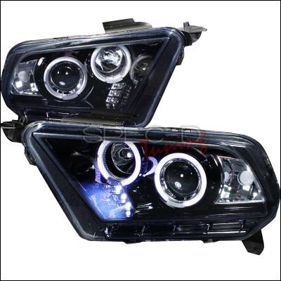 Ford Mustang Spec-D Projector Headlight Gloss - Black Housing - Smoke Lens - LHP-MST10G-TM