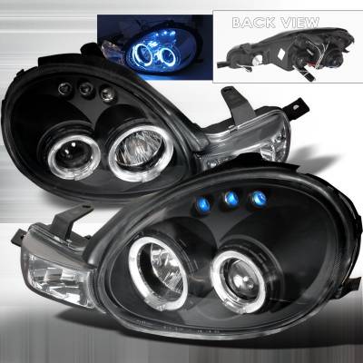 Dodge Neon Spec-D Halo LED Projector Headlights - Black - LHP-NEO00JM-TM