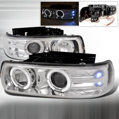 Chevrolet Silverado Spec-D Dual Halo LED Projector Headlights - Chrome - LHP-SIV99-WJ