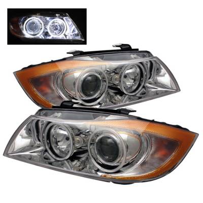 Spyder - BMW 3 Series 4DR Spyder CCFL Halo Projector Headlights - Chrome - PRO-CL-BE9005-AM-C - Image 1