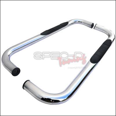 Dodge Ram Spec-D 3 Inch Round Stainless Finish Side Step Bars - SSB3-RAM02RCS2-WB