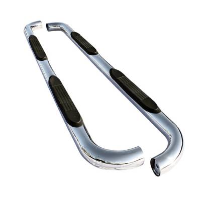 GMC Sierra Spyder 3 Inch Round Side Step Bar - Polished T-304 Stainless Steel - SSB-CS-A07S0101T