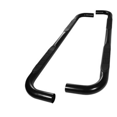 Chevrolet Silverado Spyder 3 Inch Round Side Step Bar- Powder Coated Black - SSB-CS-A07S0102T-BK