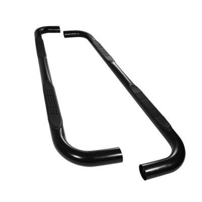 Chevrolet Silverado Spyder 3 Inch Round Side Step Bar- Powder Coated Black - SSB-CS-A07S0403H-BK