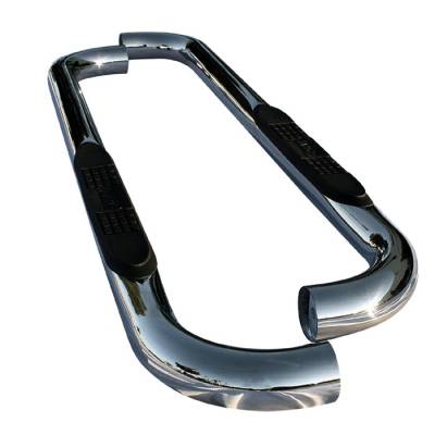 Dodge Ram Spyder 3 Inch Round Side Step Bar - Polished T-304 Stainless Steel - SSB-DR-A07S0807T