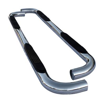 Ford F150 Spyder 3 Inch Round Side Step Bar - Polished T-304 Stainless Steel - SSB-FF-A07S0508T