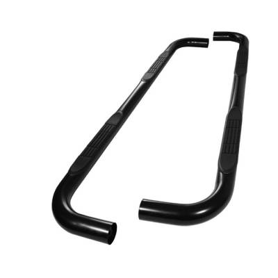 Ford F-Series Spyder 3 Inch Round Side Step Bar- Powder Coated Black - SSB-FF-A07S0525-BK