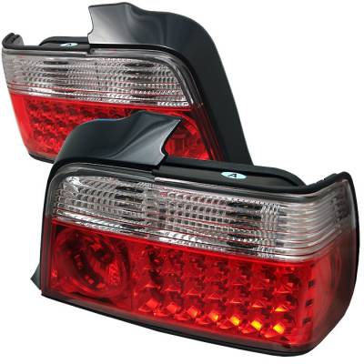 BMW 3 Series 4DR Spyder LED Taillights - Red Clear - 111-BE3692-4D-LED-RC