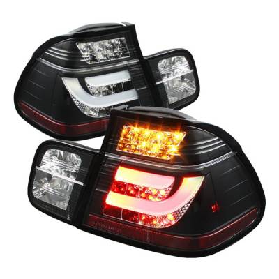 BMW 3 Series 4DR Spyder LED Light Bar Taillights - Black - 111-BE4699-4D-BK