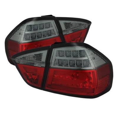 BMW 3 Series 4DR Spyder LED Indicator Light Bar LED Taillights - Red Smoke - 111-BE9006-LBLED-G2-RS