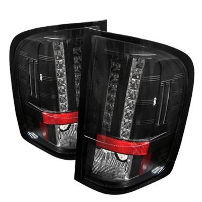 Chevrolet Silverado Spyder LED Taillights - Black - 111-CS07-LED-BK