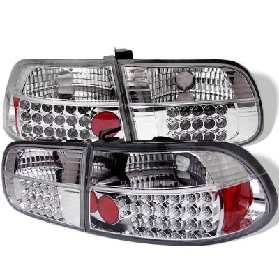 Honda Civic HB Spyder LED Taillights - Chrome - 111-HC92-3D-LED-C