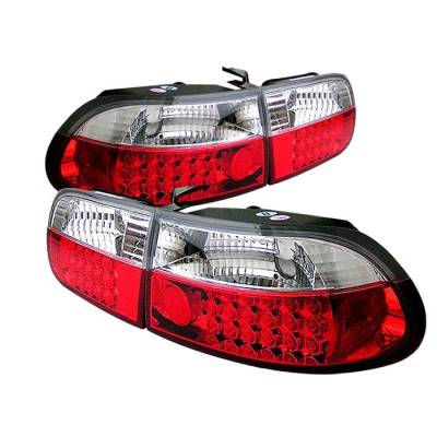 Honda Civic HB Spyder LED Taillights - Red Clear - 111-HC92-3D-LED-RC