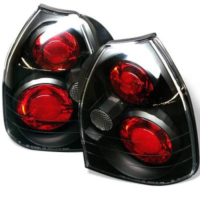 Honda Civic HB Spyder Euro Style Taillights - Black - 111-HC96-3D-BK