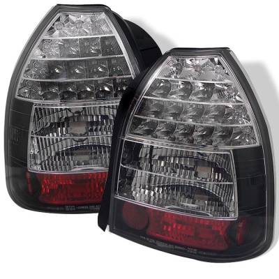 Honda Civic HB Spyder LED Taillights - Black - 111-HC96-3D-LED-BK