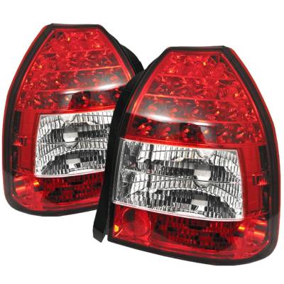 Honda Civic HB Spyder LED Taillights - Red Clear - 111-HC96-3D-LED-RC