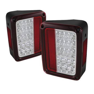 Jeep Wrangler Spyder LED Taillights - Red Clear - 111-JWA07-LED-RC