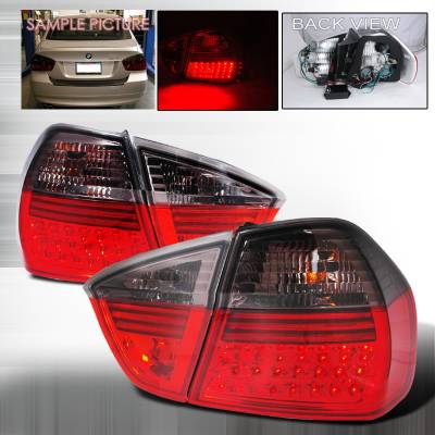 BMW 3 Series 4DR Spec-D LED Taillights - Red & Smoke - LT-E9005RGLED-APC