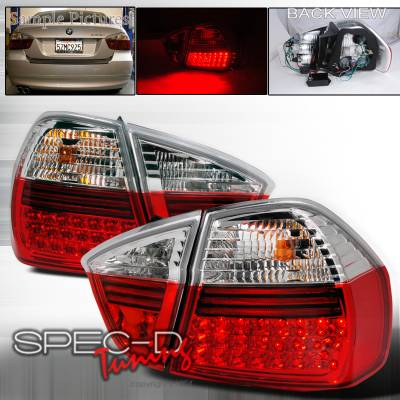 BMW 3 Series 4DR Spec-D LED Taillights - Red - LT-E9005RLED-APC