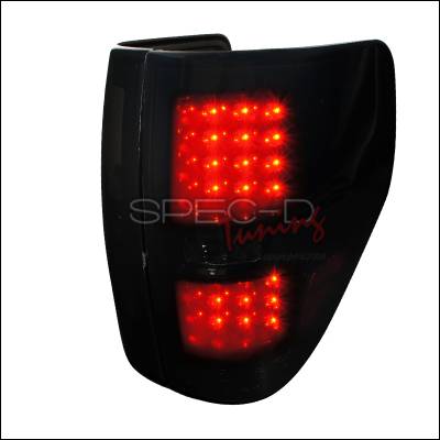 Ford F150 Spec-D LED Taillights - Glossy - Black Housing with Smoke Lens - LT-F15009BBLED-TM