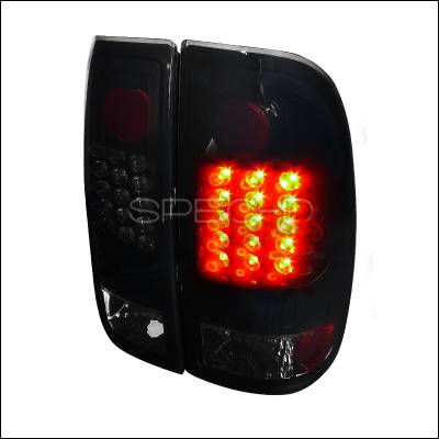 Ford F150 Spec-D LED Taillights - Glossy - Black Housing with Smoke Lens - LT-F15097BBLED-TM