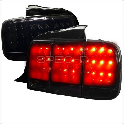 Spec-D - Ford Mustang Spec-D LED Taillights Glossy - Black Housing with Smoke Lens - LT-MST05BBLED-SQ-TM - Image 1