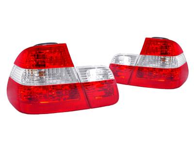 BMW E46 4D Facelift Look Red/Clear/Red 4Pcs DEPO Tail Lights