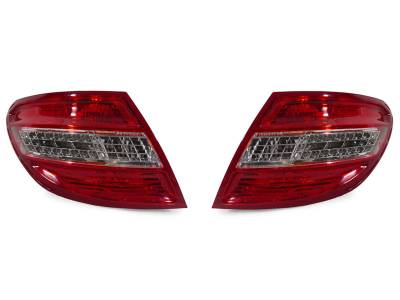 Mercedes W204 Red/Clear Led DEPO Tail Lights