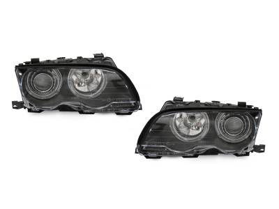 BMW E46 2D/Cabrio P46 Black DEPO Headlight - With Motor