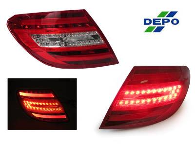 Mercedes W204 Maxzone Red/Clear Led Lightbar DEPO Tail Lights